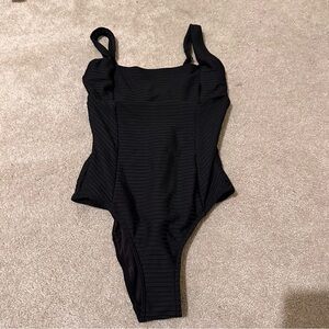 Rip Curl Black Ribbed One-Piece Swimsuit